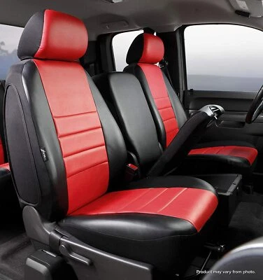 Fundas de asiento de banco delantero de cuero personalizadas rojas Toyota Tundra 2014-2021 ajuste de fábrica Foto 1 de 4
