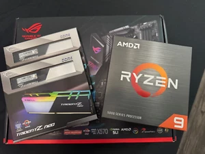 *AMD Ryzen 9 5900X CPU/ASUS MOBO/RAM PC component part starter bundle ! Used ! * - Photo 1/8