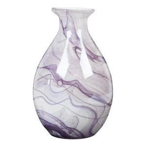 Bauchige Vase mit Lila Marmoreffekt, Glasvase marmoriert XL - Bild 1 von 1