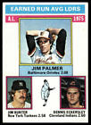 1976 Topps #202 AL ERA Leaders Palmer - Hunter - Eckersley