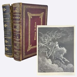 1886 Gustave Doré Bible - 2 Volume Married Set - Folio - 205 Engravings