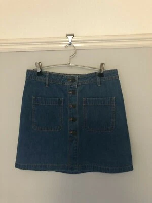WOMEN'S OLD NAVY BLUE DENIM POCKET AND BUTTON FRONT SKIRT 100% COTTON | UK8 US4R - Image 1 of 4
