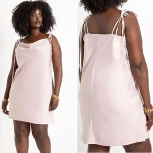 New! Eloquii Satin Mini Cowl Neck Slip Dress light purple, size 22 - Picture 1 of 14