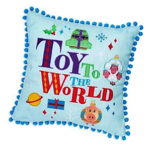Disney Pillow Pixar Toy To The World Cushion With Pom Pom Trim & Pixar Character - Picture 1 of 4