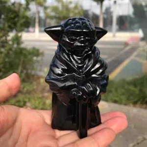 Calavera de cristal de cuarzo yoda tallada obsidiana natural de 3" talla de curación Reiki 1 pieza - Imagen 1 de 12