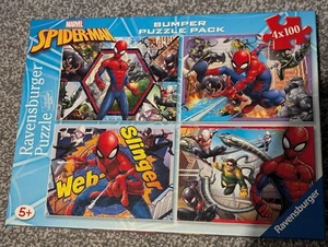 Marvel Spider-Man Ravensburger Bumper Puzzle Pack 4 x 100 Piece Jigsaw Puzzle 5+ - Picture 1 of 5