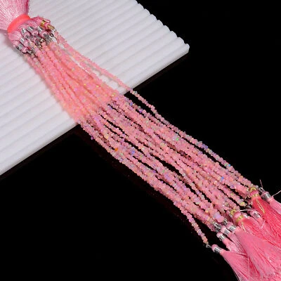 Cuentas lisas caídas de piedras preciosas de ópalo etíope rosa bebé 2X1 5X3 mm hilo 8" EB950 Foto 1 de 4