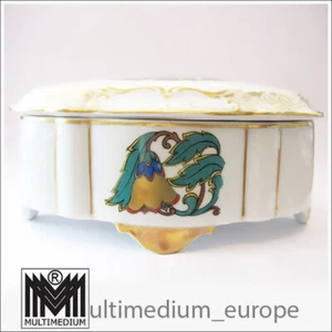 Tapa de porcelana Art Deco años 30 lata frijol letina oro pintado a mano años 20 J - Imagen 1 de 10