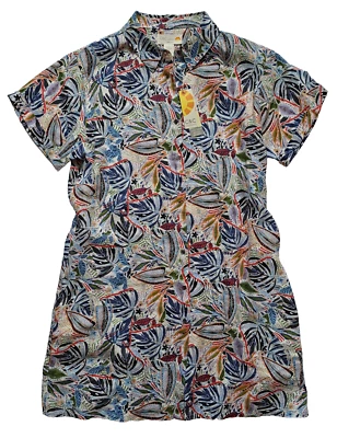 C&C California DA Hemdblusenkleid Kleid XL ca.44 Leinen 100% kurzarm blau NEU - Bild 1 von 4