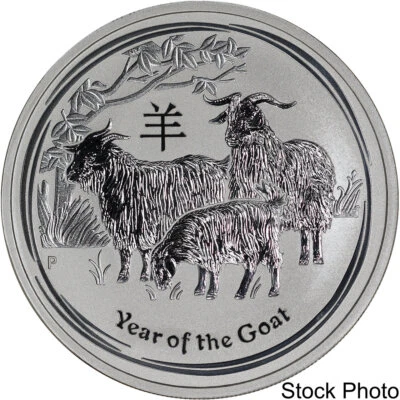 2015-P Australia $2 Lunar Series Year of the Goat 2 oz .999 Fine Silver BU Coin - Image 1 of 2