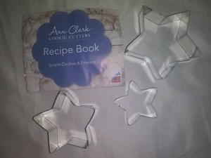 3 Piece Star Cookie Cutter Set by Ann Clark 3 Sizes + Recipes 3.5", 2.75" and 2" - Picture 1 of 7