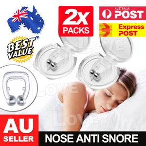 2x Anti Snore Magnetic Silicone Nose Clip Stop Snoring Apnea Aid Device Stopper - Picture 1 of 12
