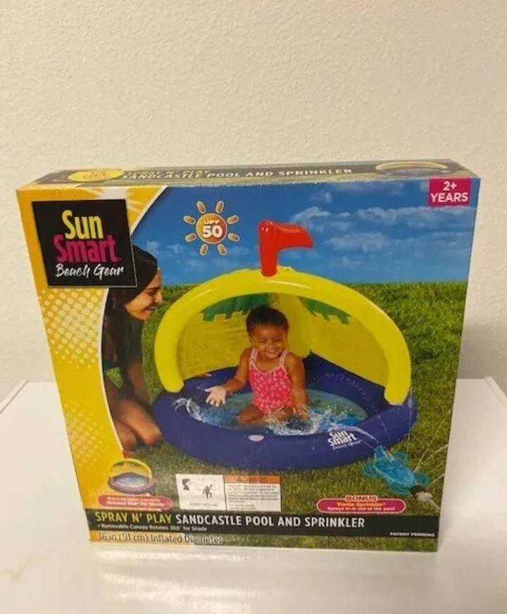 Sun Smart Beach Gear Spray N Play Sandcastle Pool & Turtle Sprinkler Toddler New - Image 1 of 1