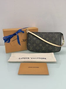 🔥Klassisch AUTH LV Louis Vuitton Monogram Pochette Accessoires Vachetta ersetzt - Bild 1 von 17