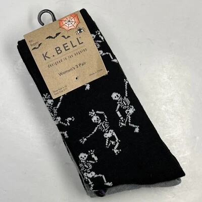 Calcetines K. Bell Mujer Crew 3 Pares Zapato Talla 4-10 Tema Halloween Foto 1 de 4