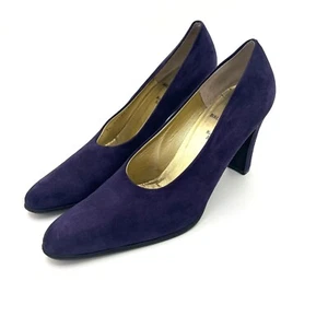 Vintage BRUNO MAGIL Purple Suede Heels Womens Pumps Size 7.5 High Heel - Picture 1 of 18
