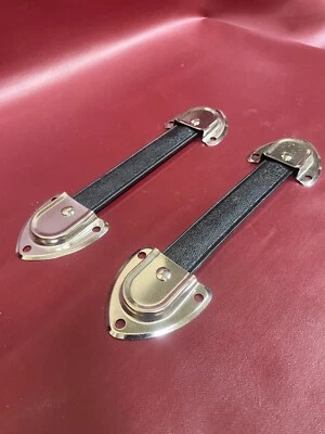 Juego de 2 asas de PVC para baúl de vapor con tapas y remache en su lugar, en níquel brillante Foto 1 de 4