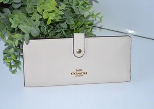 NWT Coach CH410 Slim Wallet Canvas & Leather Light Chalk/Khaki - Picture 1 of 5