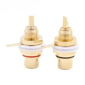 2 Stk. | RCA Chinch Buchse 24k Audio Hifi High End Anschluss Löten DIY - Bild 1 von 3