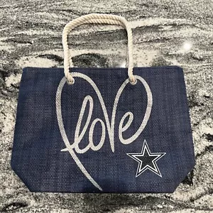 NFL Dallas Cowboys Love Rope Tote Bag Purse by Little Earth Blue Woven 17" - Picture 1 of 5