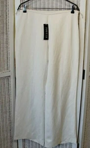 Precis Petite Hose weites Bein Größe L UK 16 weiß Leinenmischung 34" W 29" neu mit Etikett - Bild 1 von 4