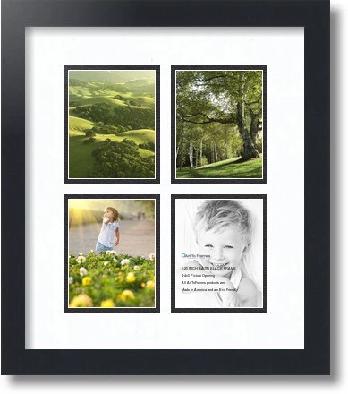 ArtToFrames Collage Mat Picture Photo Frame - 4 4x5" Openings in Satin Black 5 - Image 1 of 1