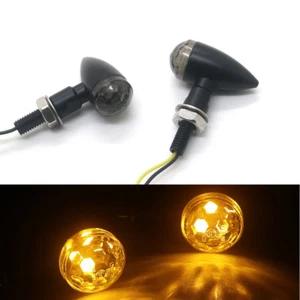 Black Metal LED Mini Bullet Smoke Spherical Lens Turn Signal Indicators Light - Picture 1 of 9