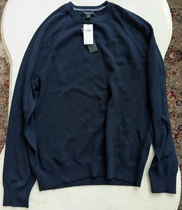 NWT Banana Republic 100% Supima Cotton Men's Navy Crewneck Sweater Size Large - Picture 1 of 4