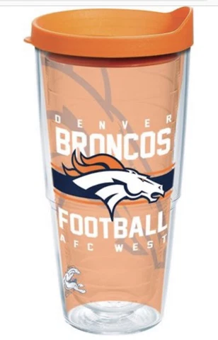Denver Broncos 24oz Tervis Tumbler with Lid-Made In USA-Gridiron-New Cover