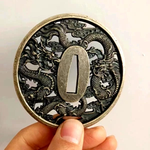 Bewundernswertes Schwertteil Tsuba Klingenschutzdrache für Edge Samurai Katana Wakizashi - Bild 1 von 12