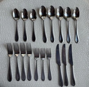 Cambridge Edelstahl Besteck Set 18 gemischte Teile glänzend Satin Swirl China - Bild 1 von 10