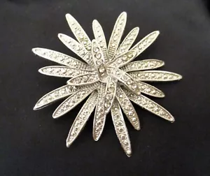 Vintage Starburst Brosche Pin silberton klar Strass Hochzeit Braut Pin - Bild 1 von 2
