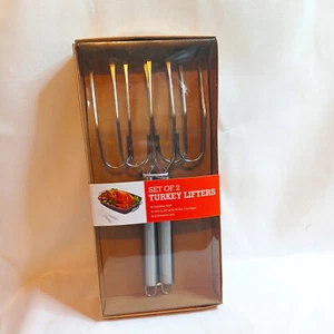 NEW Bed Bath & Beyond Turkey Lifters (Set of 2) Stainless Steel Holds 30 lbs - Picture 1 of 3