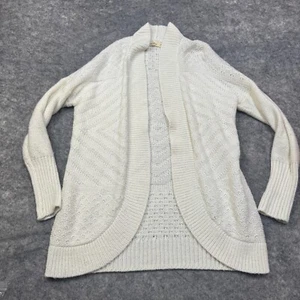 Hollister Cardigan Sweater Womens M Cream Open Chunky Knit Wool Blend Casual - Picture 1 of 9