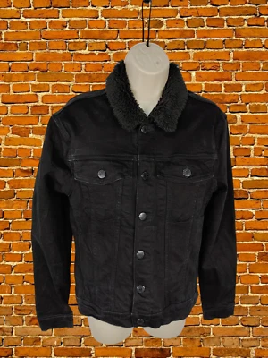 ABRIGO CHAQUETA ELÁSTICA MUJER RIVER ISLAND UK CUELLO DE PIEL SINTÉTICA NEGRO PEQUEÑO Foto 1 de 4