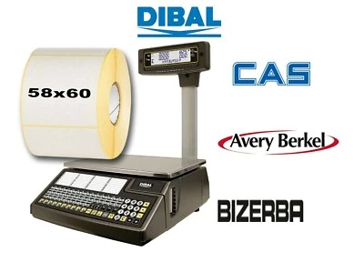 SOFTWARE RETAIL SCALE LABELS 58x60mm - CAS Dibal, Bizerba, Avery Berkel- 8/ 16/ 24/ 44 Rolls 800
