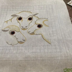 "Lona de aguja pintada a mano Dede Sheep 14"" costura artesanal vintage" - Imagen 1 de 1
