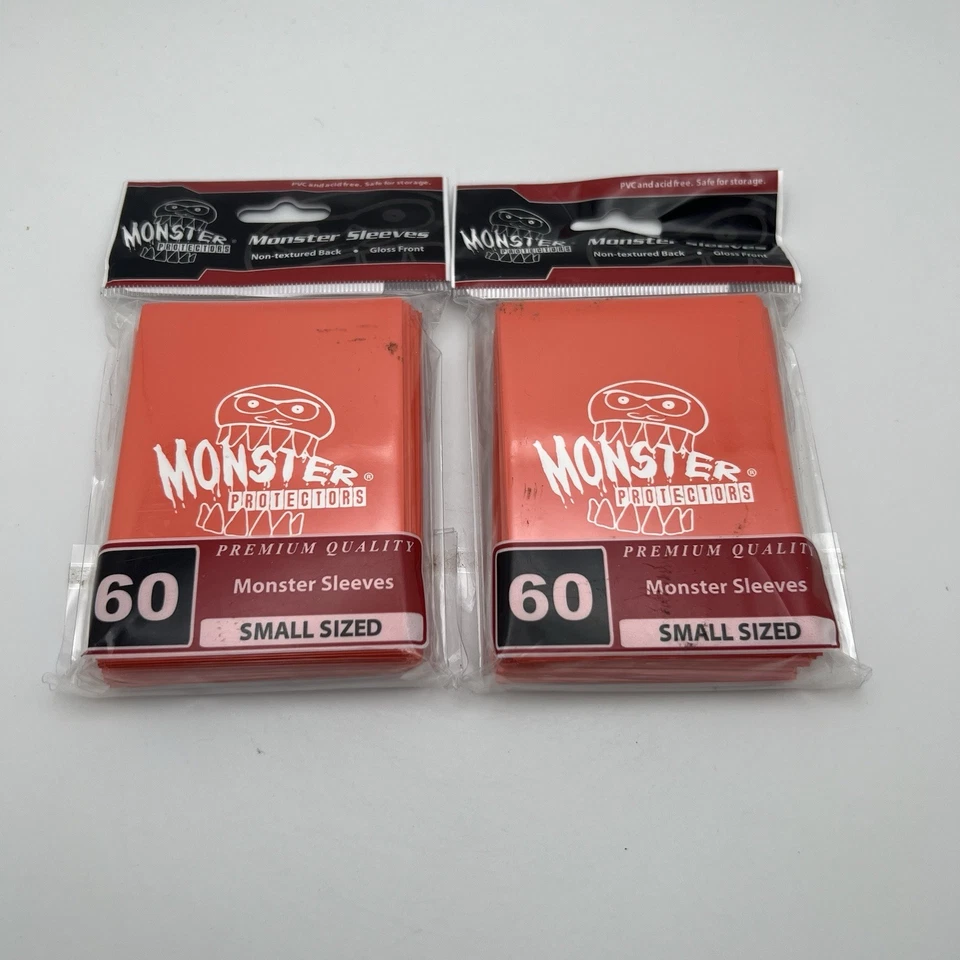 Lote de 2/60 Protectores Monster Mangas Brillantes - Naranja Pequeño - Ajuste CCG Japonés Foto 1 de 4