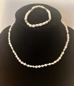 Süßwasserperlen, Halskette und Armband Set, 16” und 7,5” 1/20 14kt - Bild 1 von 5