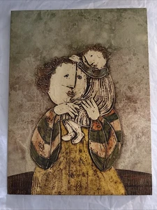 Vintage J.Roybal Mother and Daughter Signed Framed Oil Painting 17x13 RARE! - Picture 1 of 7