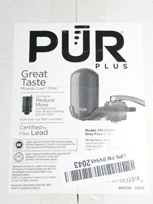 PUR Plus Faucet Water Filtration System FM1500V – Mineral Core – Gray – NIB - Image 1 of 4