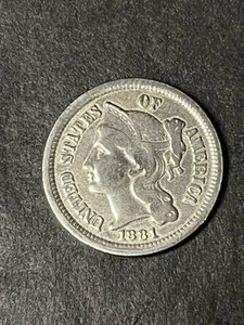 1881 3 cent nickel - Picture 1 of 2
