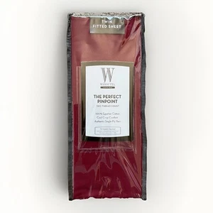 WAMSUTTA Perfect Pinpoint 360 Thread Count Red Twin Fitted Sheet 100% Egyptian - Picture 1 of 4