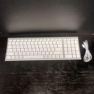 iClever BK10 Keyboard Bluetooth Universal Rechargeable Ultra Slim White Silver - Picture 1 of 8