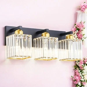 Bathroom Vanity Wall Light Crystal Wall Sconce 3- Lights-Bulbs NOT Included - Picture 1 of 4