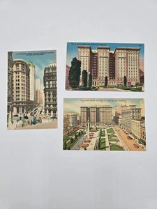 Lote de 3 postales vintage de San Francisco, CA St. Francis Union Square Montgomery - Imagen 1 de 2