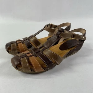 PIKOLINOS Sandals Women's 40 US 9 Closed Toe Brown Tan Strappy Fisherman Cork - Picture 1 of 9