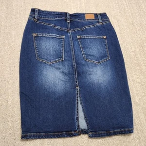 Falda Judy Azul Mujer Cintura Media Alta Denim Midi Informal Preppy Todos los Días - Imagen 1 de 7
