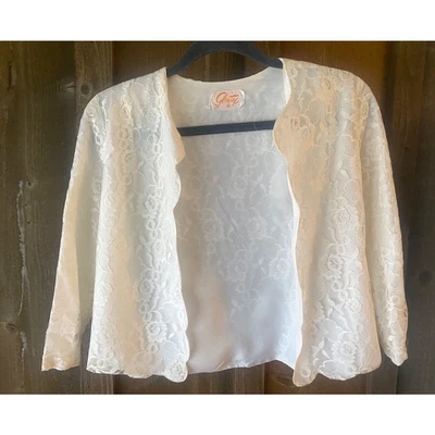 Chaqueta Bolero Vintage Años 60 Glentex Mediana Unión Encaje Blanco Foto 1 de 4