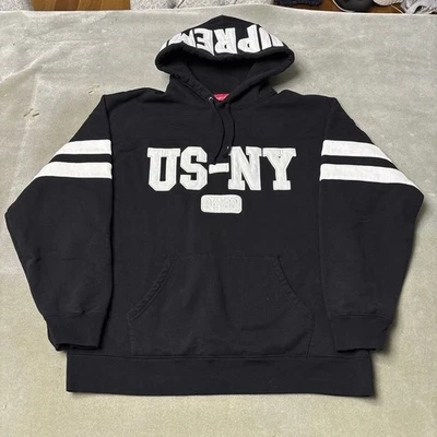Supreme US-NY Sudadera con Capucha Para Hombres Grande Negra Blanca Sudadera con Capucha Ropa de Calle Foto 1 de 4